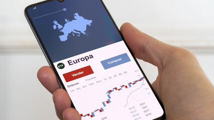 Fondo etf de inversión negociado en bolsa europea, Datos del mercado de valores europeas. Análisis de negocios de una tendencia ETF Europa. Blue chips europeos. Texto en español	