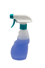 Plastic spray detergent bottle isolated on white background.