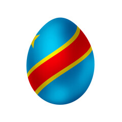 New life symbol. Clip art in colors of national flag. Egg on white background. Democratic Republic of the Congo