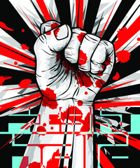 Fist Fight Rights Freedom Rebel Communist Resistence Politic Strength arm
