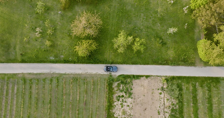 Aerial view of the highway and Mazda MX 5 Shooting Cabrio Cabriolet