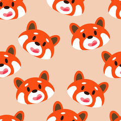 
Seamless pattern with the image of the head of a red bear, a red panda. Print for clothes, textiles. Vector illustration.