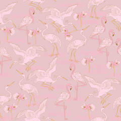 Seamless pattern with herons