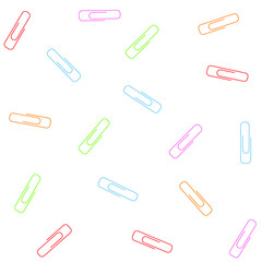 Seamless vector pattern. Colorful paper clips. School supplies.