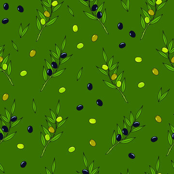 Seamless vector pattern with olives