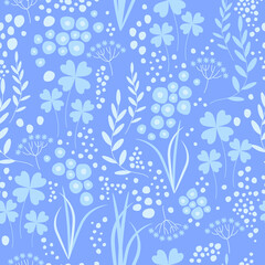 Seamless vector pattern with plants. Soft pastel colors