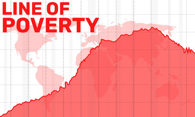 Line of Poverty concept graph background. Poverty and increasing inflation graph growing in red color