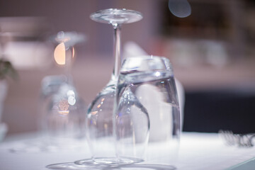 Few empty wineglasses