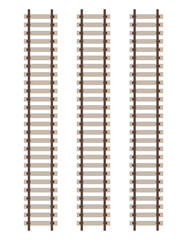 Set of realistic train tracks railroad contour, vector illustration