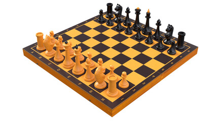 chess board with pieces. 3d render. chess