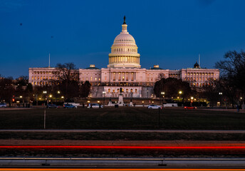 Famous Capitol building in the twilight in Washington DC, USA