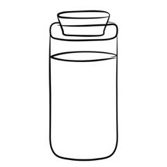 A simple image of a glass jar with a stopper. black outline on a white background.