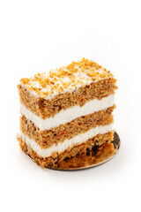 
delicious piece of cake isolated on white background