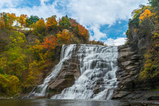 Scenic View Of An Ithaca Falls, New York