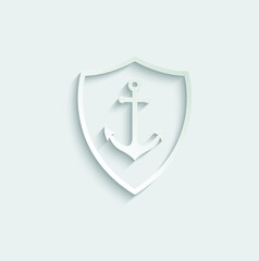 sheild with anchor icon vector 