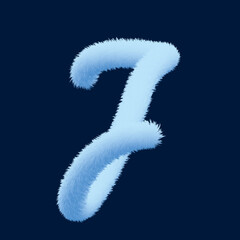 Fototapeta premium 3d alphabet, furry letter J, rendering on blue background