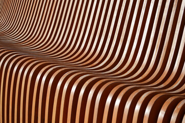 Curved wooden slats. Beautiful gradient from brown to green. Abstract background. - obrazy, fototapety, plakaty
