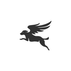 dog fly logo design vector illustration