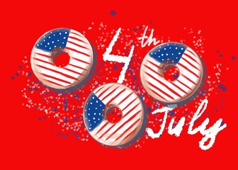 Fototapeta premium Fourth of July Background - America Independence Day illustration - 4th of July freehand drawing USA flag - table decoration