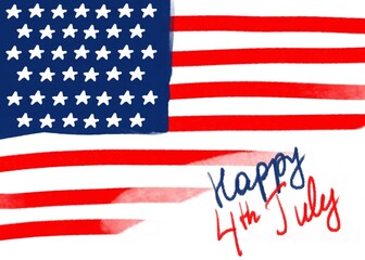 Fourth of July Background - America Independence Day illustration - 4th of July freehand drawing USA flag - table decoration