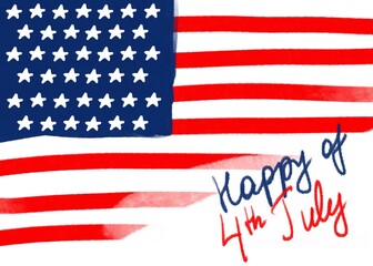 Fourth of July Background - America Independence Day illustration - 4th of July freehand drawing USA flag - table decoration
