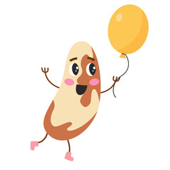 Cute cartoon brazil nut on white background.