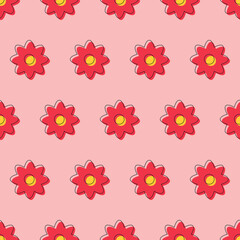 Geometric flower seamless pattern. Simple floral background. Vector illustration.