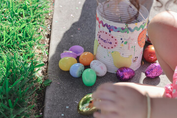 Easter Sunday bunny  community party sidewalk and park bounce house playground  