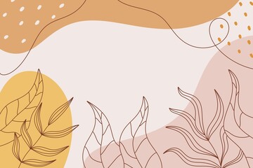 Abstract botanical wall art leaves boho Background