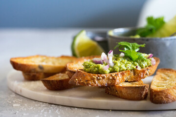 Guacamole with bruschetta 