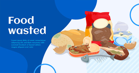 Banner vegetables fruits rotting products. Composting food. Perishable products.