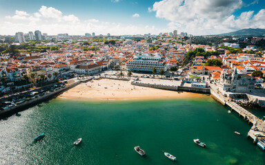 Aerial view of Cascais bay, Portugal - obrazy, fototapety, plakaty