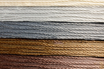 Catalog of different shades of fabric colors. Variety of color of dense fabric. Color palette