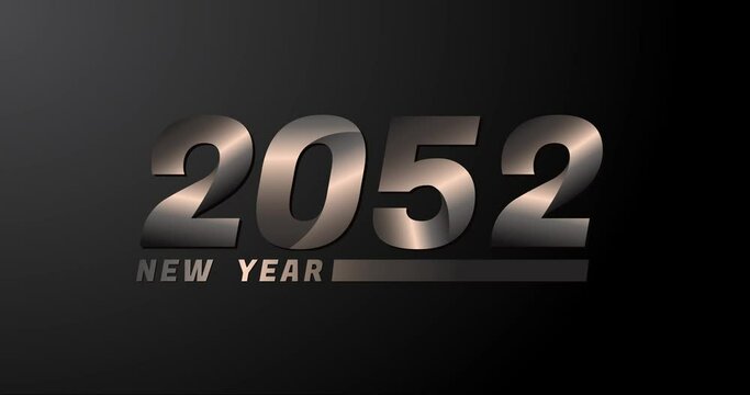 2052 animation Isolated on Black background, 2052 new year design template