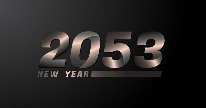 2053 animation Isolated on Black background, 2053 new year design template