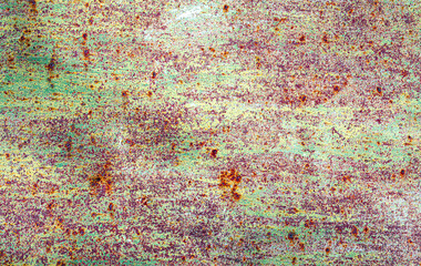 Texture - Old metal plate painted green with rust