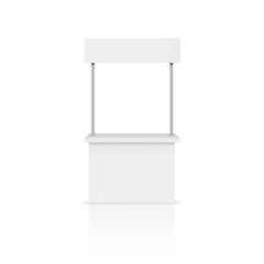 White blank advertising POS POI PVC Promotion counter booth. Vector