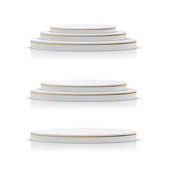 Set of white circle podiums for your presentation. Vector
