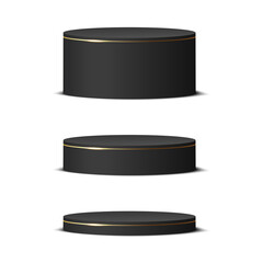 Set of black circle podiums for your presentation. Vector