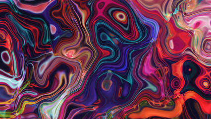 Abstract fluid metal or traces of gasoline oil. Environmental pollution concept. 3D rendering multicolors liquid  background.