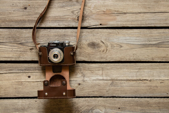 Ukraine Dnepr 27.04.2022 Camera Smena - USSR 1952, a collection of Soviet cameras, In 1952 in the USSR at the Leningrad State Optical and Mechanical Plant