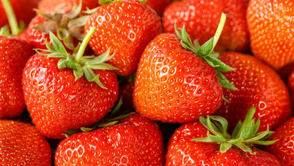 Fresh strawberry berries pile background