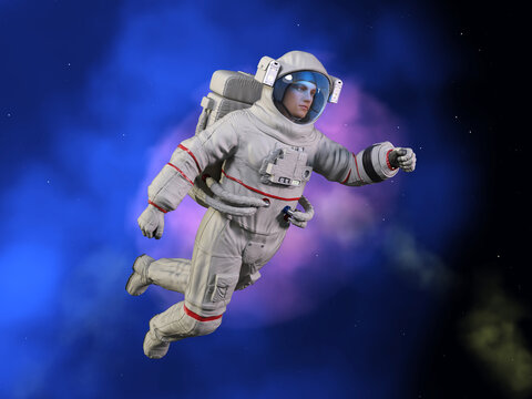 Astronaut schwebt im Weltraum