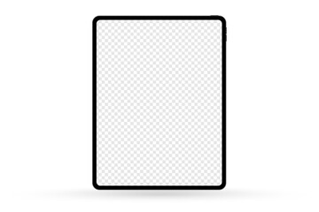 Vector tablet mockup with transparent screen isolated on white background. Stock royalty free vector illustration
