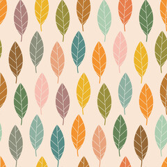 Obraz premium Seamless pattern with bright colorful leaves