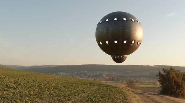 photorealistic 3d visualization of ufo, 3d render
