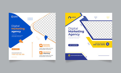 Digital marketing webinar social media post template.online marketing promotion banner.Set webinar social media post template concept design template with vector