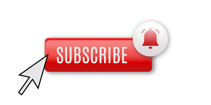 Realistic glossy subscribe button with bell 
