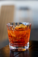 Fototapeta na wymiar Closeup of a Drink in a Bar