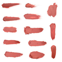 set og Lip stick pink red orande smudge background texture - Image